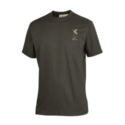 Triko Hubertus motiv kachna, oliv,  kr.rukáv vel.3XL