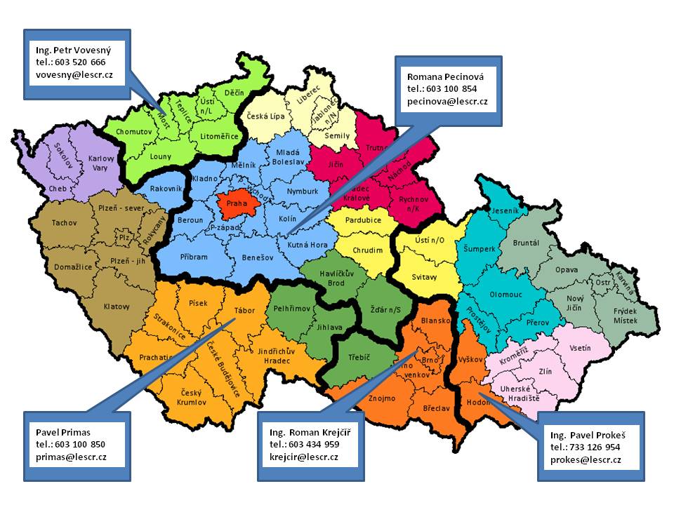 mapa regionálních zástupců